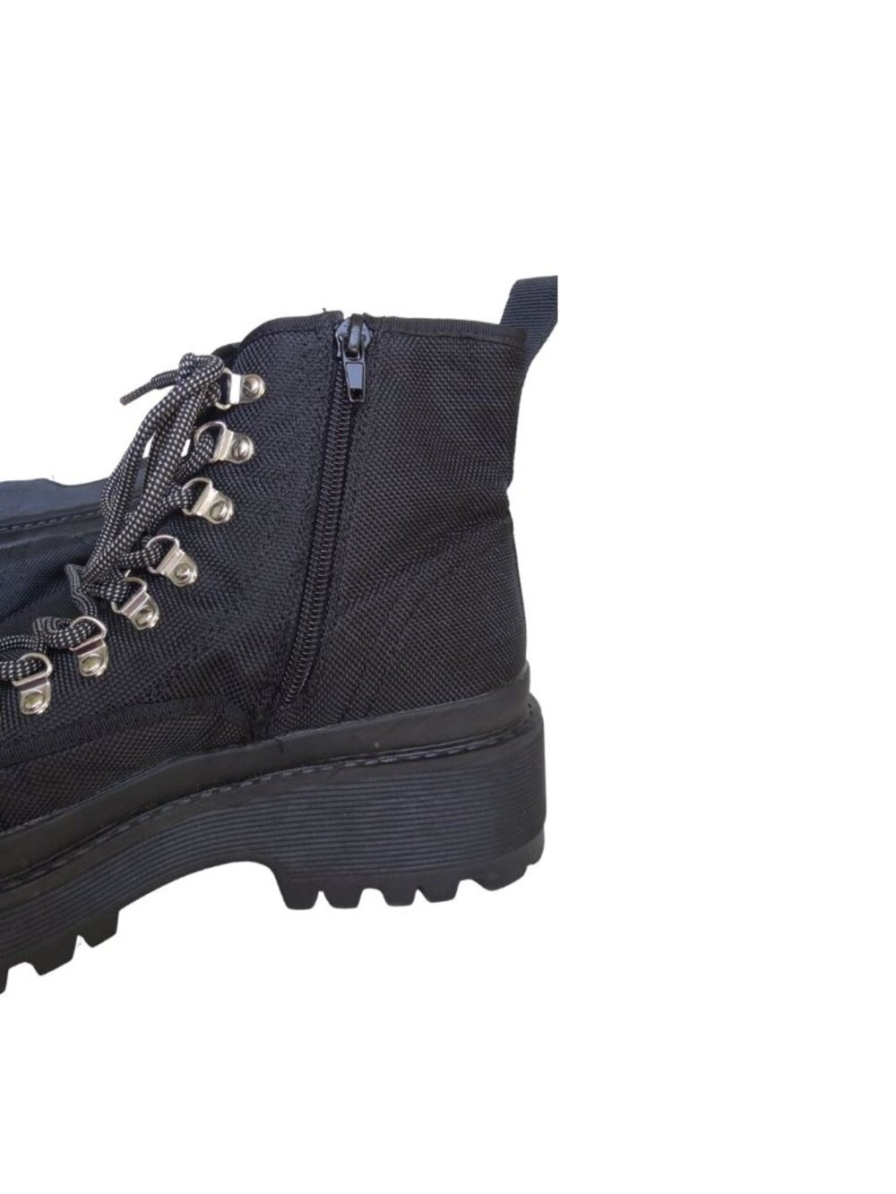 Black Lace Up Platform Ankle Boots - Picture 3 of 8